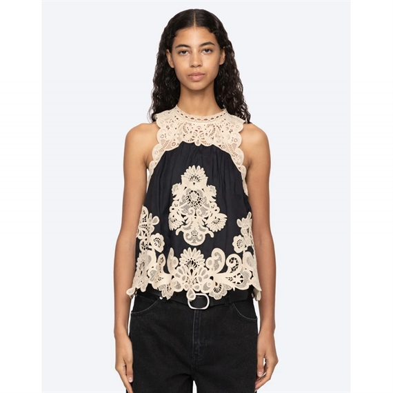 Sea New York Medina Lace Tank Top, Black